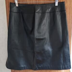 Vintage Jaclyn Smith Classics Genuine Leather Skirt Size 12 Black Lined 90s